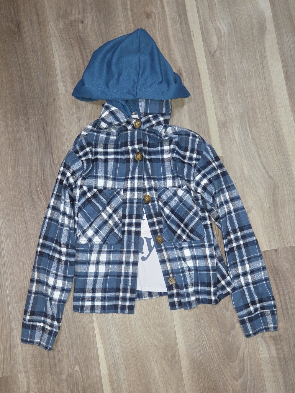 •Beautees• Little Girls Hooded Plaid Button Down Matching Set